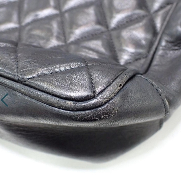 Chanel Vintage Black Quilted Lambskin Shoulder Tote Bag Authentic Classic - Picture 8 of 16